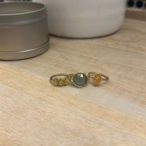 Triple stone stack rings